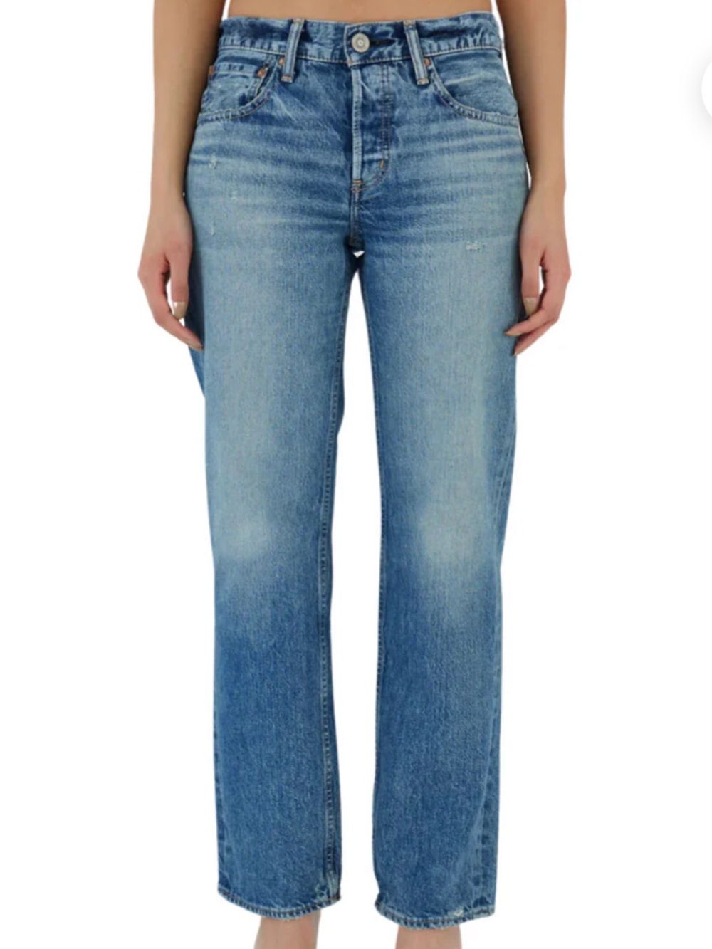 Moussy Trigg Straight-Low Jeans in Blue Wash